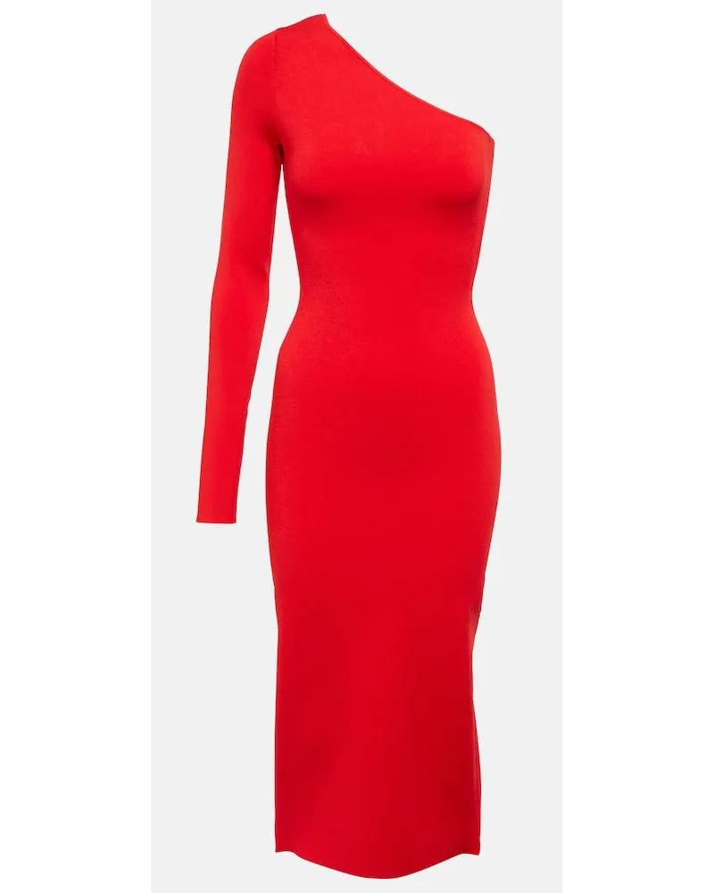 Victoria Beckham One-Shoulder-Midikleid VB aus Strick Rot