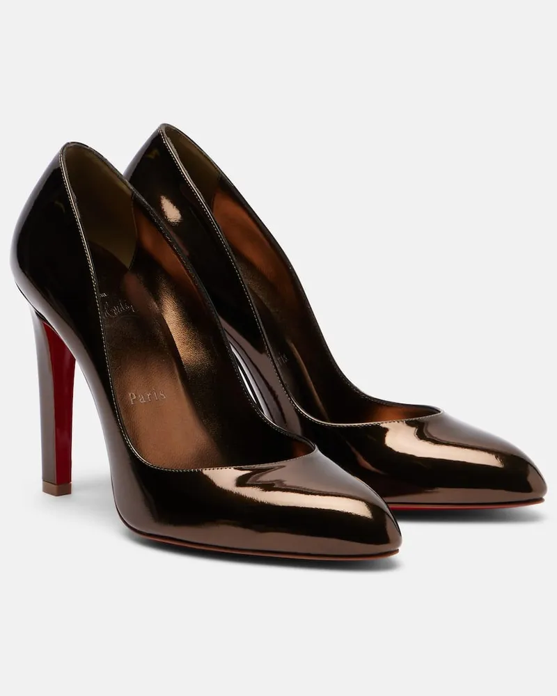 Christian Louboutin Pumps Fannylove 100 aus Metallic-Leder Braun