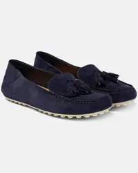 Loro Piana Mokassins Dot Sole aus Veloursleder Blau