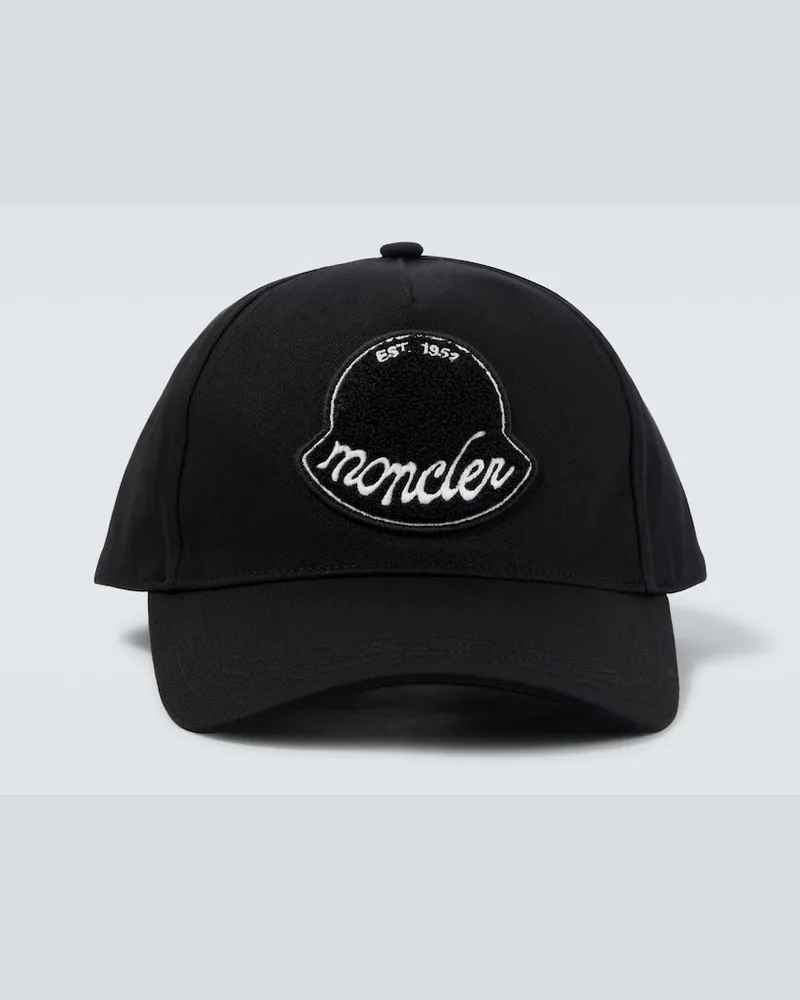 Moncler Baseballcap aus Baumwoll-Gabardine Schwarz