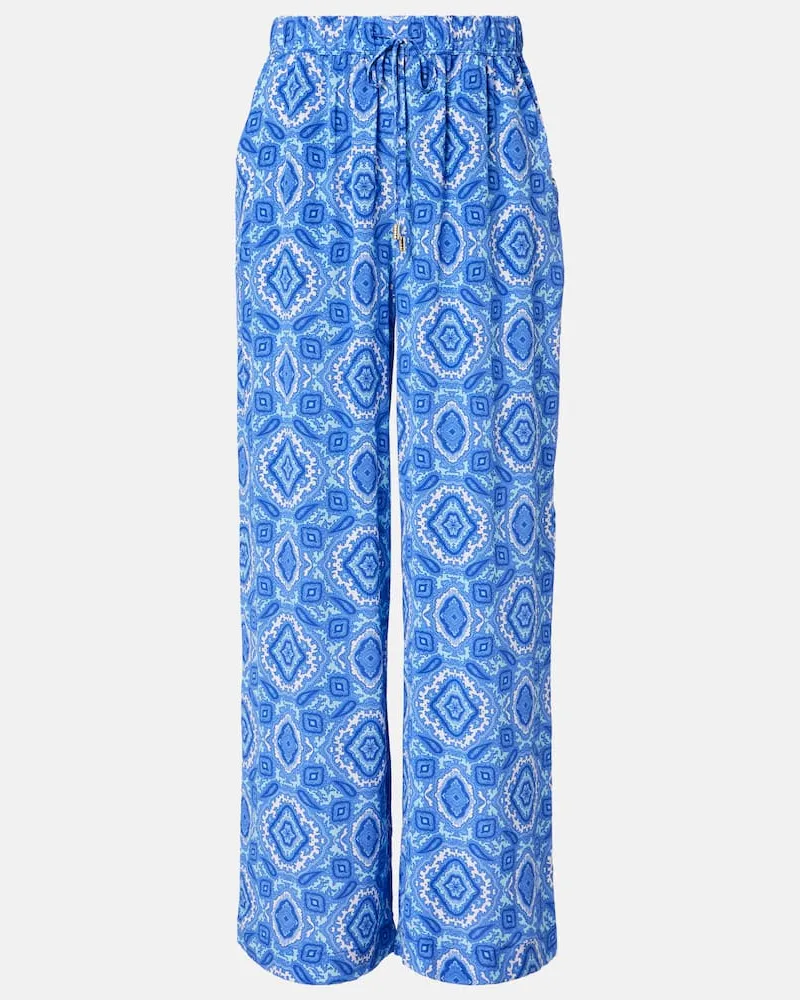Heidi Klein Weite Hose Mykonos aus Seide Blau