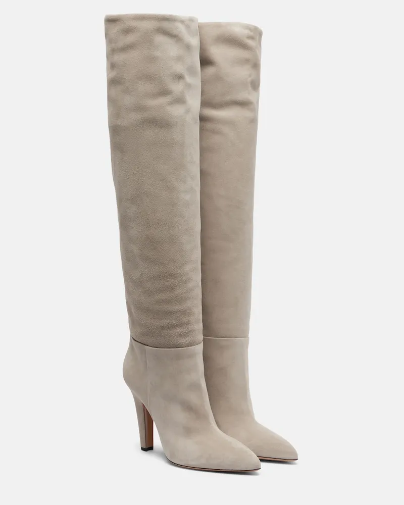 Paris Texas Overknee-Stiefel Elsa 100 aus Veloursleder Grau