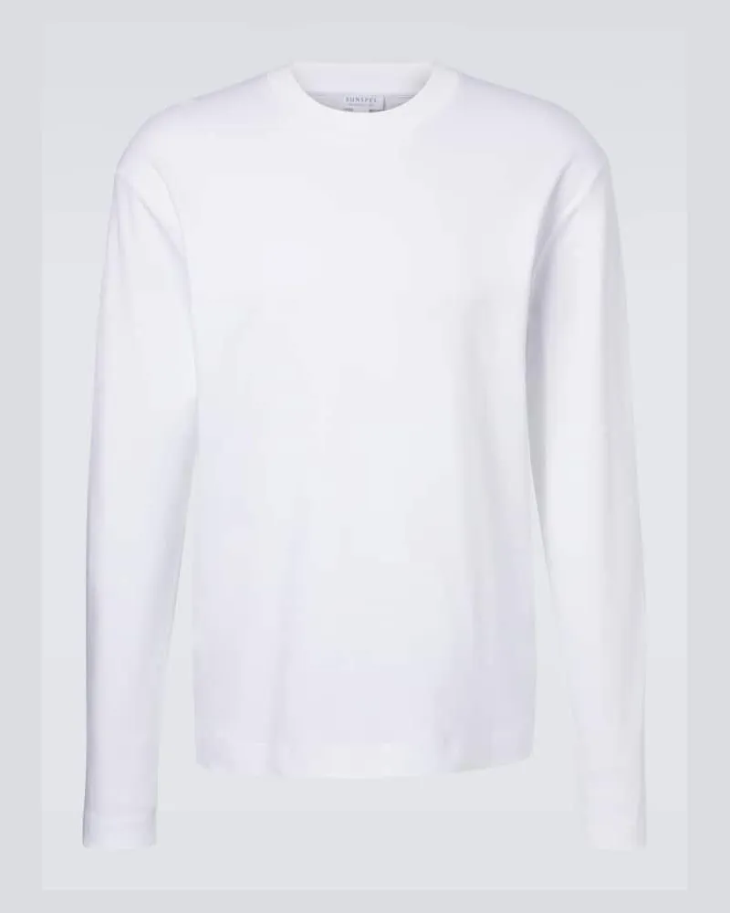Sunspel Longsleeve aus Baumwoll-Jersey Weiß