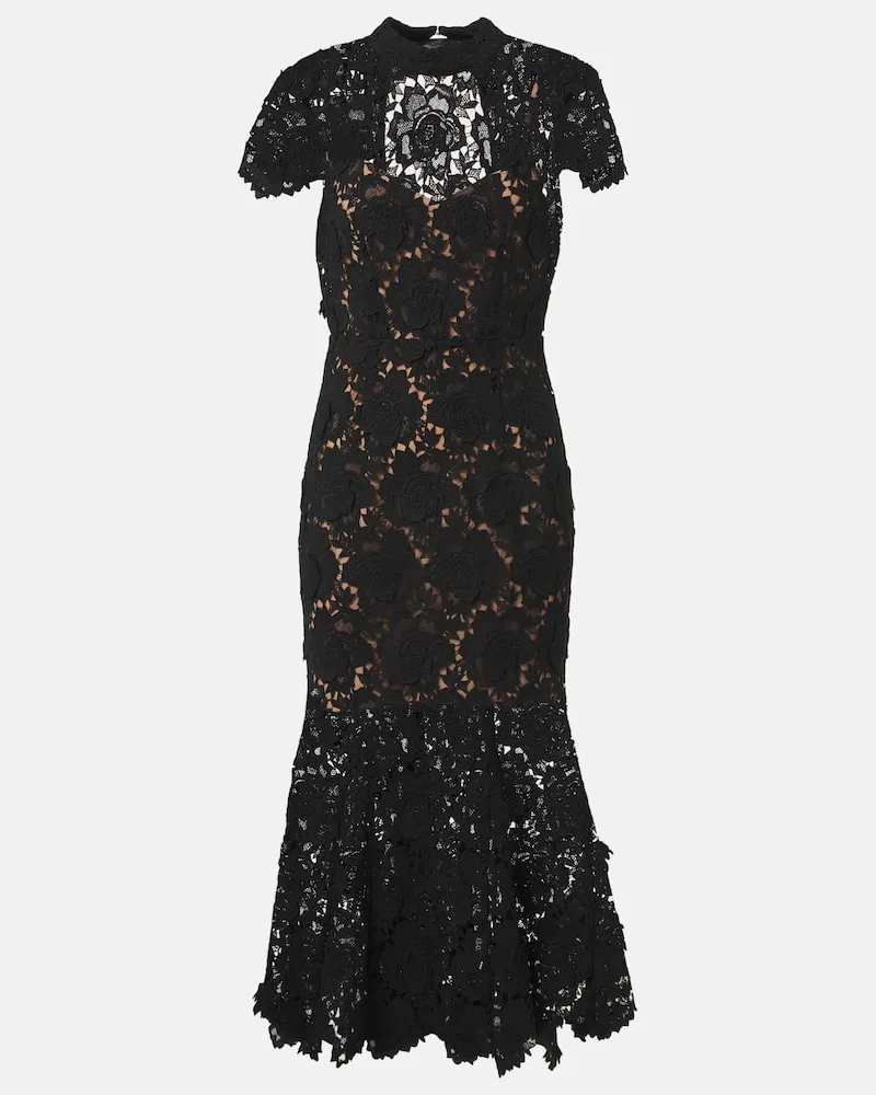 Self-Portrait Maxikleid aus Spitze Schwarz