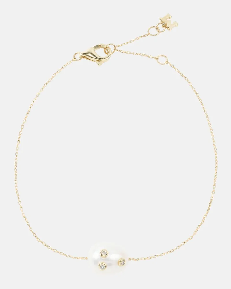 MATEO Armband aus 14kt Gelbgold mit Diamanten und Barockperle Gold