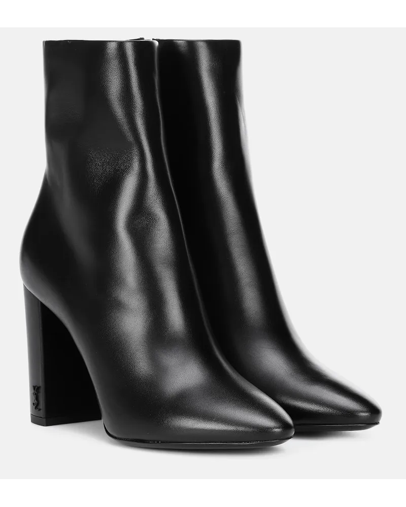 Saint Laurent Ankle Boots Lou 95 aus Leder Schwarz