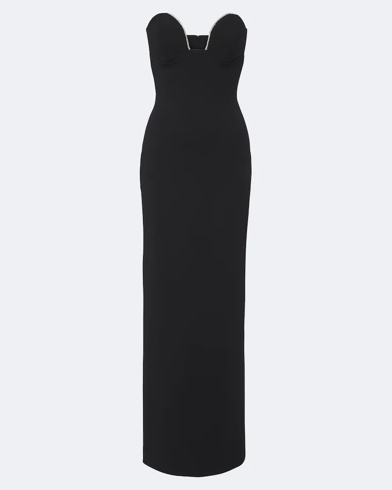 Solace London Robe Sommer aus Crêpe mit Kristallen Schwarz