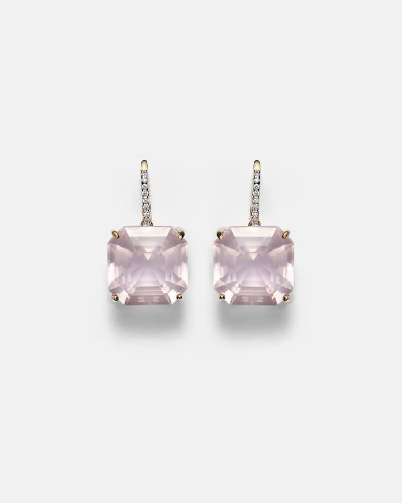 MATEO Ohrringe aus 14kt Gelbgold mit Diamanten und Topas Pink