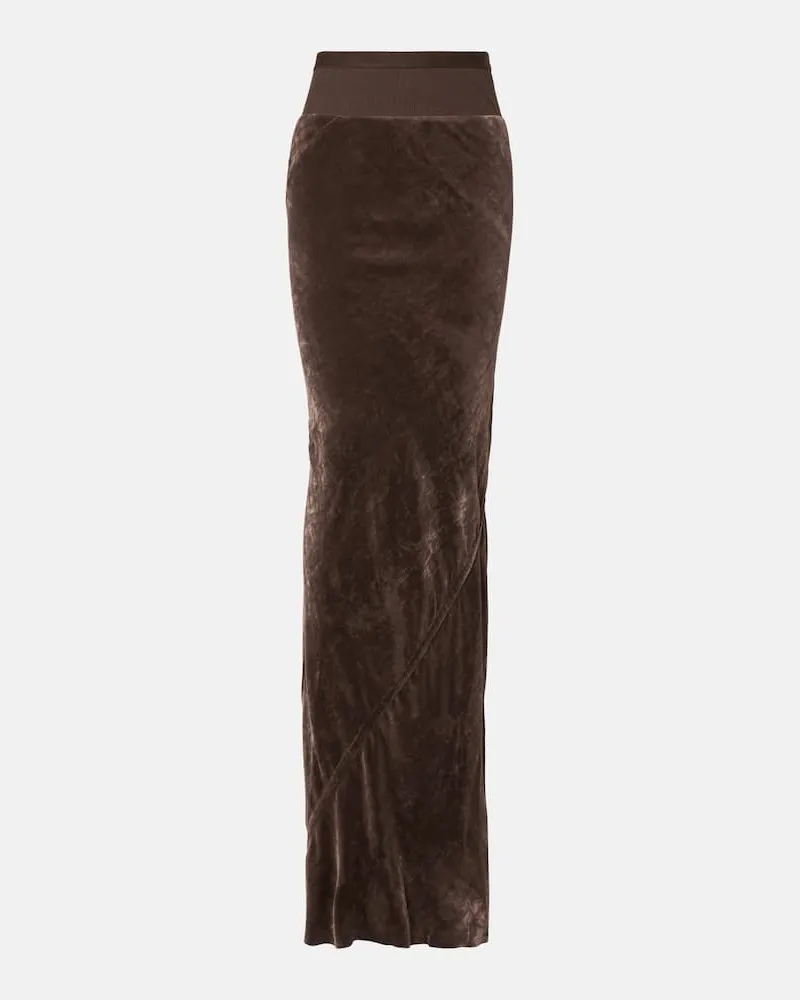 Rick Owens Maxirock Coda aus Samt Braun