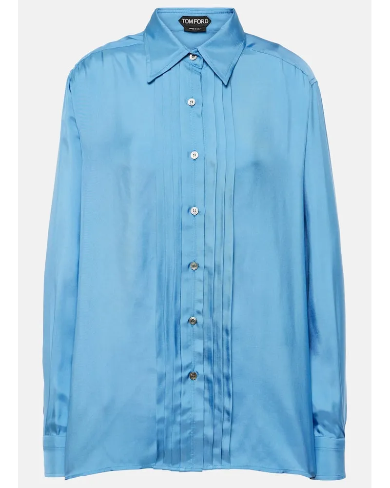 Tom Ford Bluse aus Twill Blau