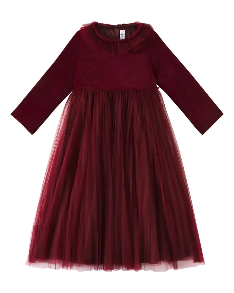 Il Gufo Kleid aus Samt und Tüll Burgund