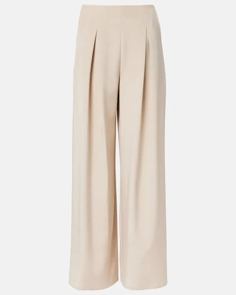 Max Mara Weite Hose Palude aus einem Seidengemisch Beige