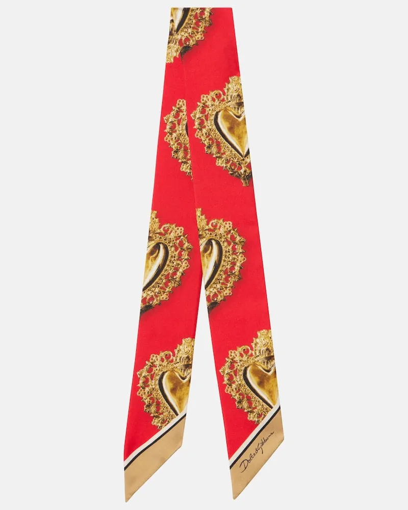 Dolce & Gabbana Bedrucktes Tuch aus Seiden-Twill Rot
