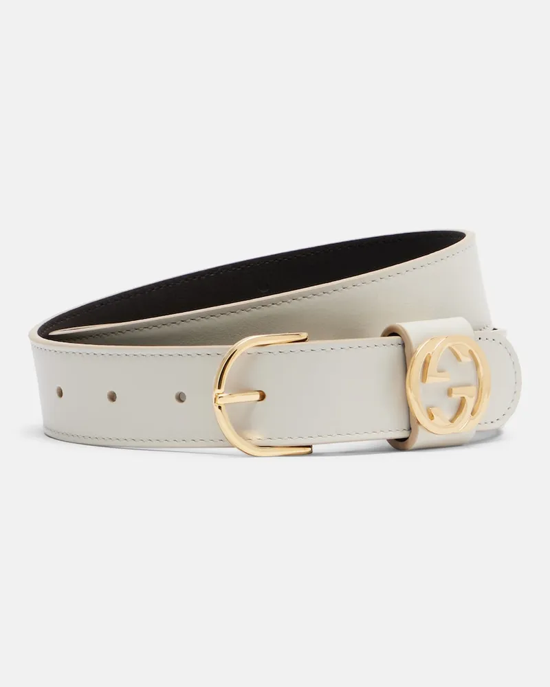Gucci Gürtel Interlocking G aus Leder Weiß