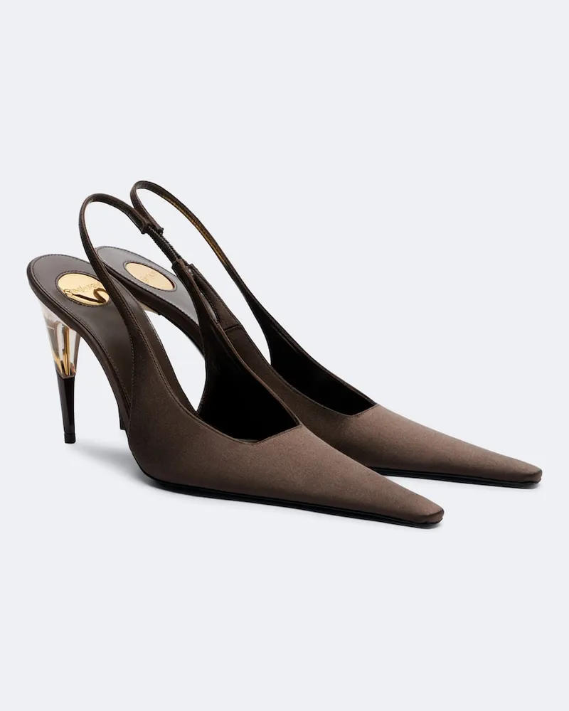 Saint Laurent Slingback-Pumps Goya aus Satin Braun