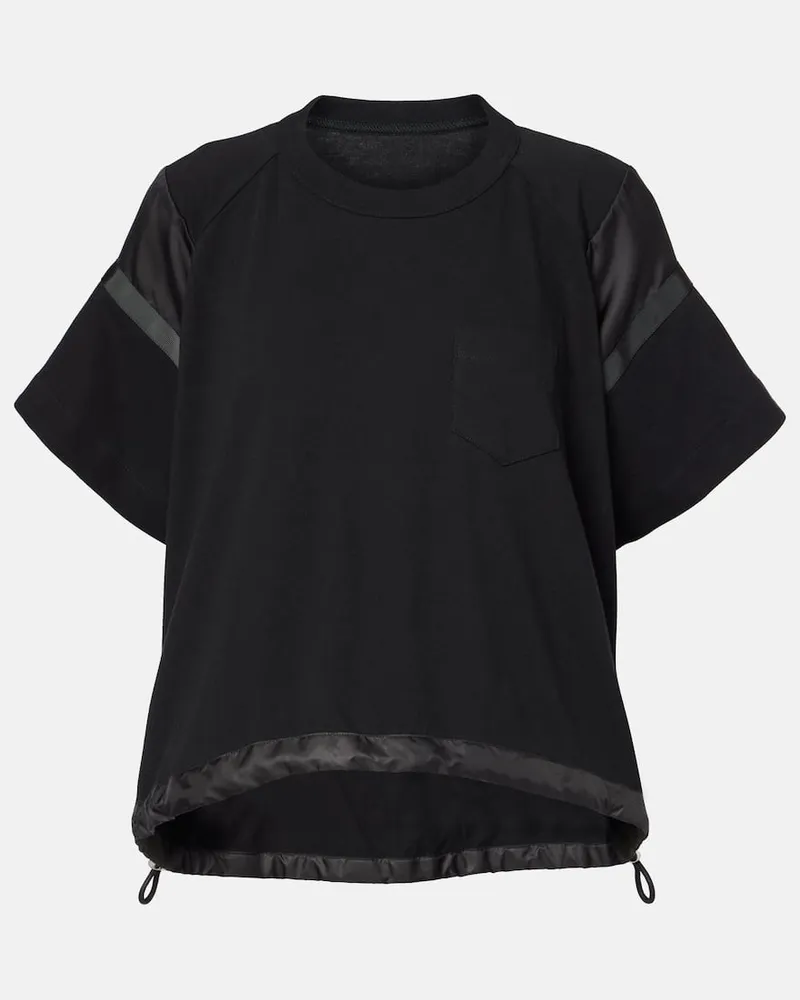 Sacai T-Shirt aus Baumwoll-Jersey Schwarz