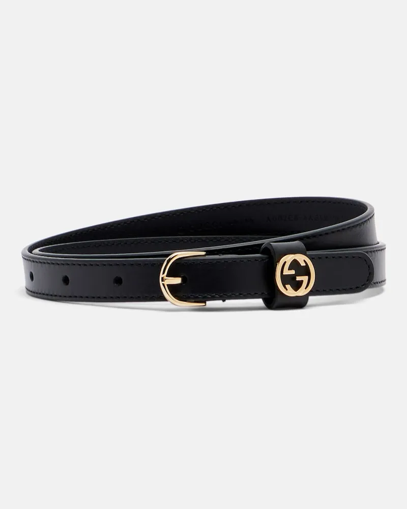 Gucci Gürtel Interlocking G aus Leder Schwarz