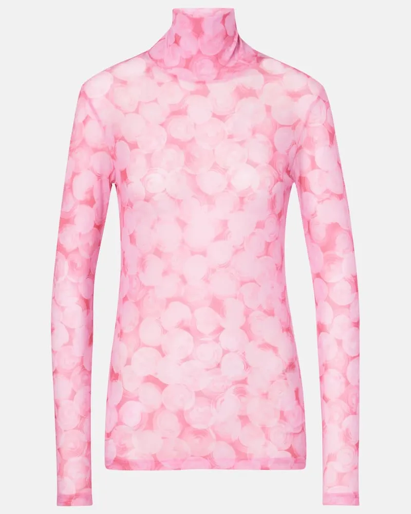 Dries van Noten Bedrucktes Top aus Jersey Rosa