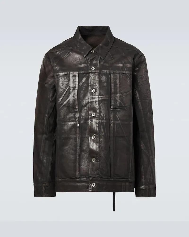 Rick Owens Beschichtete Jeansjacke Schwarz