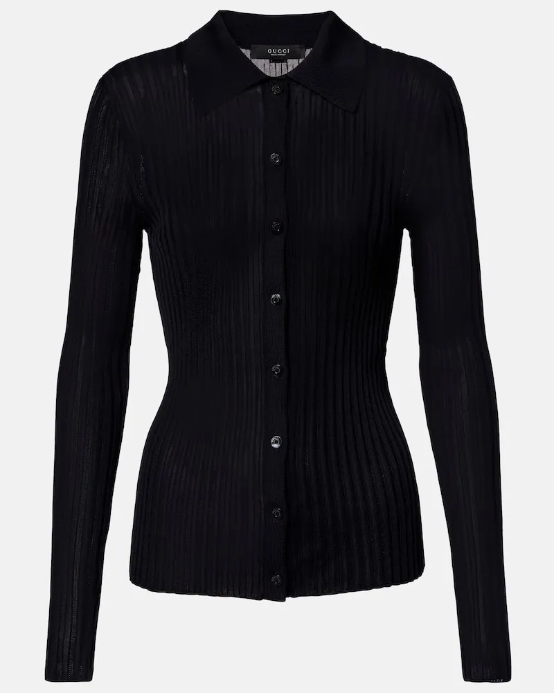 Gucci Cardigan aus Rippstrick Schwarz