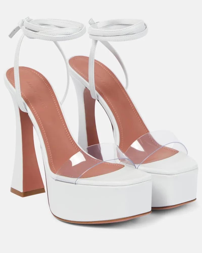 Amina Muaddi Plateausandalen Sita mit Leder Weiß