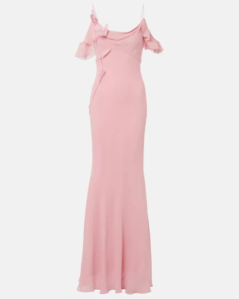 Self-Portrait Robe aus Georgette Pink