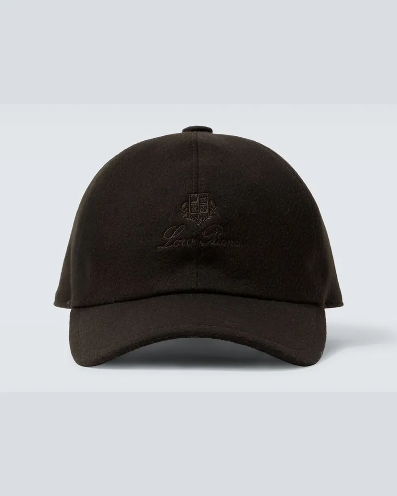 Loro Piana Bestickte Baseballcap aus Kaschmir Grün