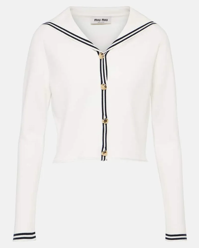 Miu Miu Cardigan aus einem Baumwollgemisch Weiß
