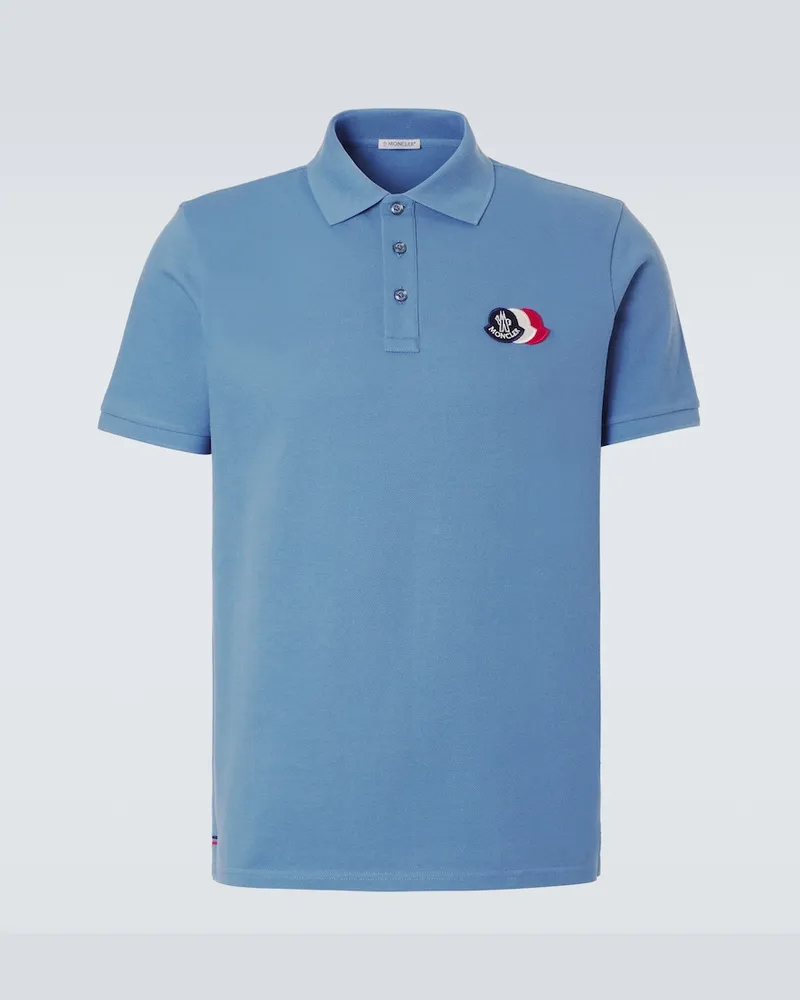 Moncler Polohemd aus Baumwoll-Piqué Blau