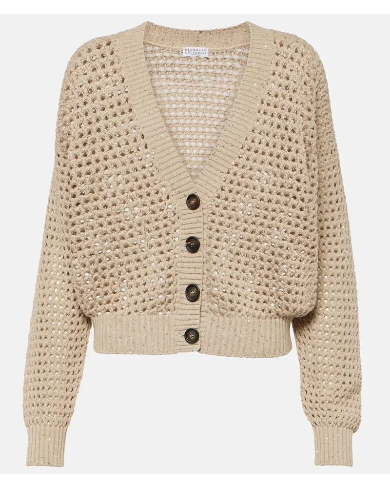 Brunello Cucinelli Cardigan aus einem Baumwollgemisch Beige