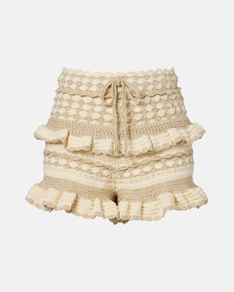 Zimmermann Shorts Wanderlust aus Häkelstrick Weiß