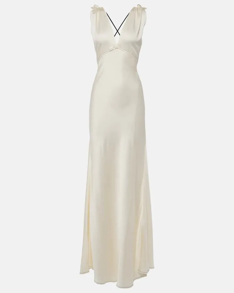 Victoria Beckham Robe aus Satin Weiß