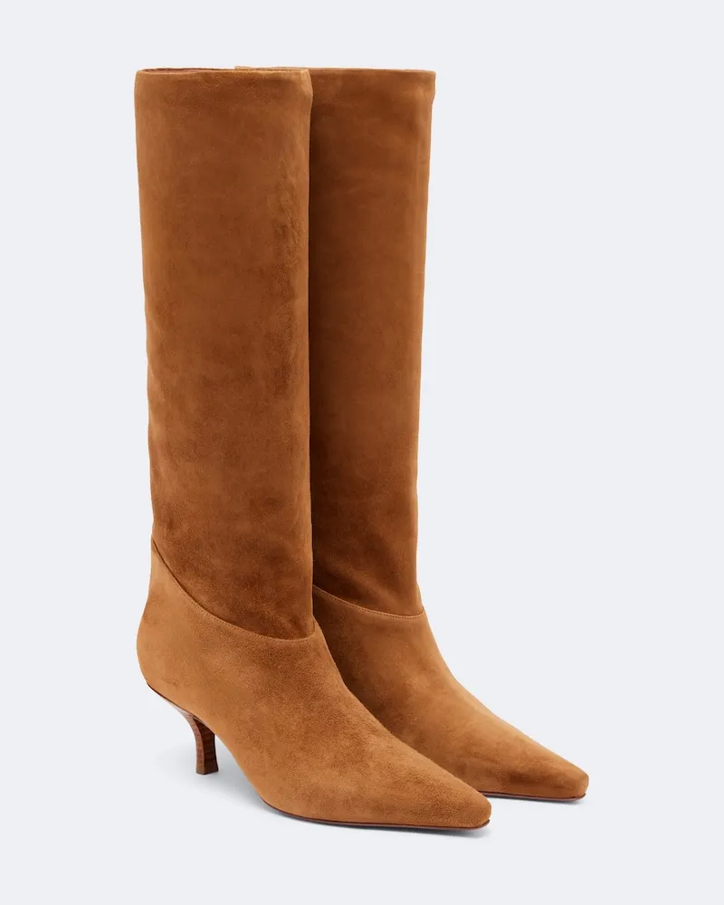 Paris Texas Kniehohe Stiefel Rose aus Veloursleder Braun