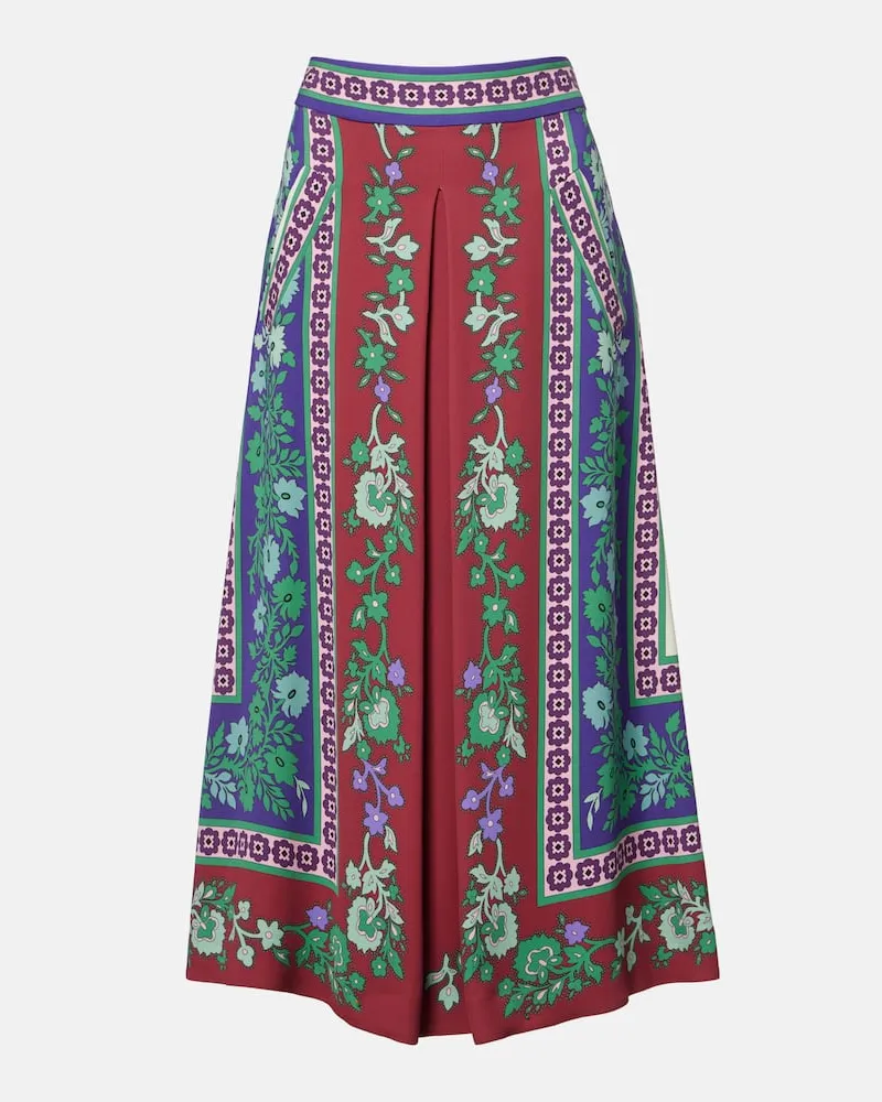 La DoubleJ Bedruckter Midirock Santa Monica aus Satin Multicolor