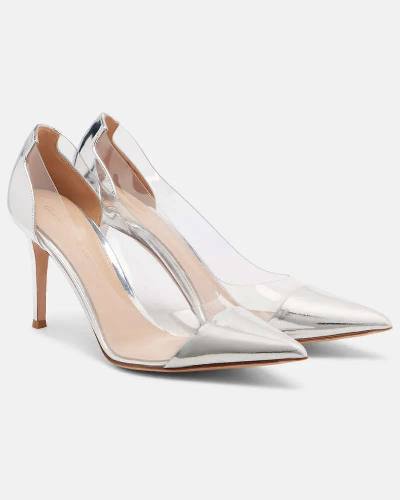 Gianvito Rossi Pumps Plexi mit Metallic-Leder Silber