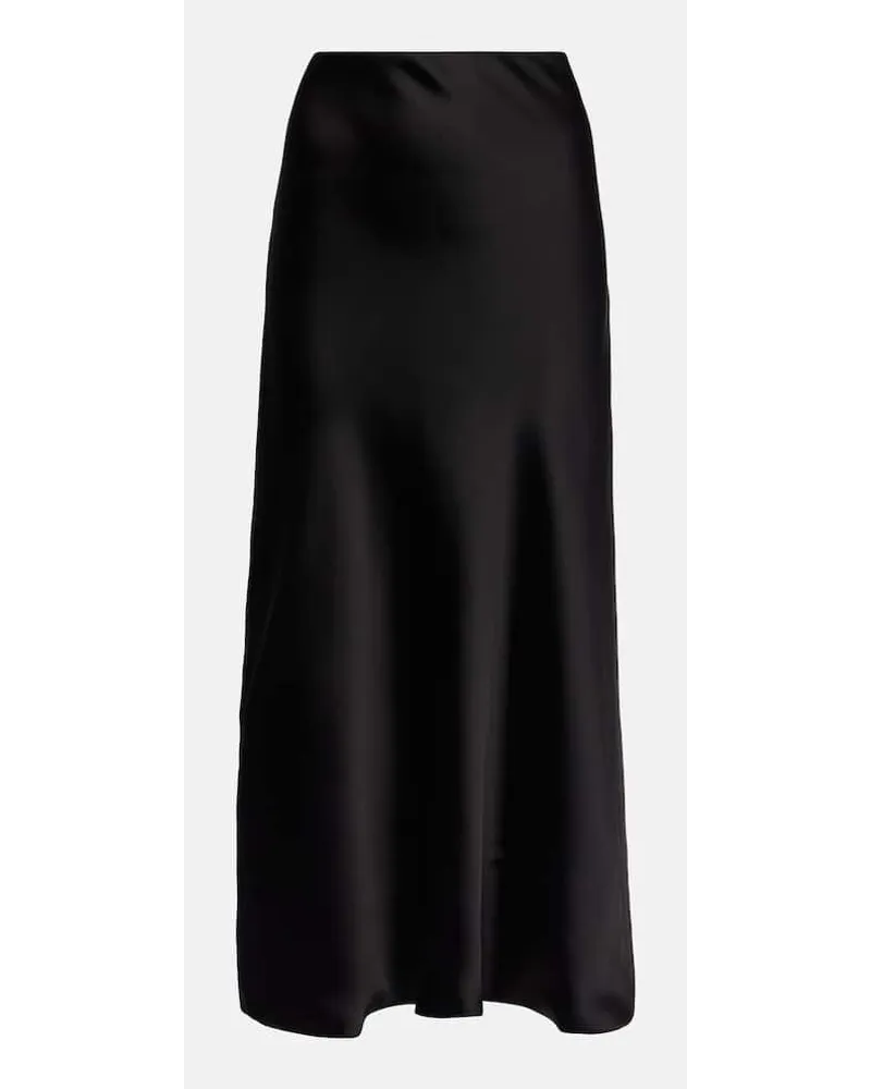 Norma Kamali High-Rise-Maxirock aus Satin Schwarz
