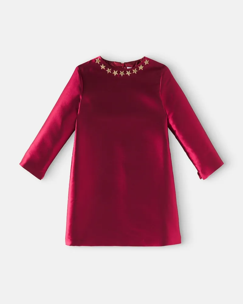 Il Gufo Verziertes Kleid aus Twill Rot