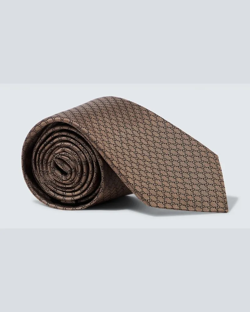 Gucci Krawatte GG aus Seiden-Jacquard Braun