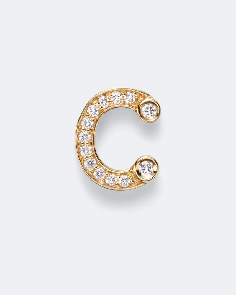 Sophie Bille Brahe Einzelner Ohrring Petite C aus 18kt Gelbgold mit Diamanten Gold