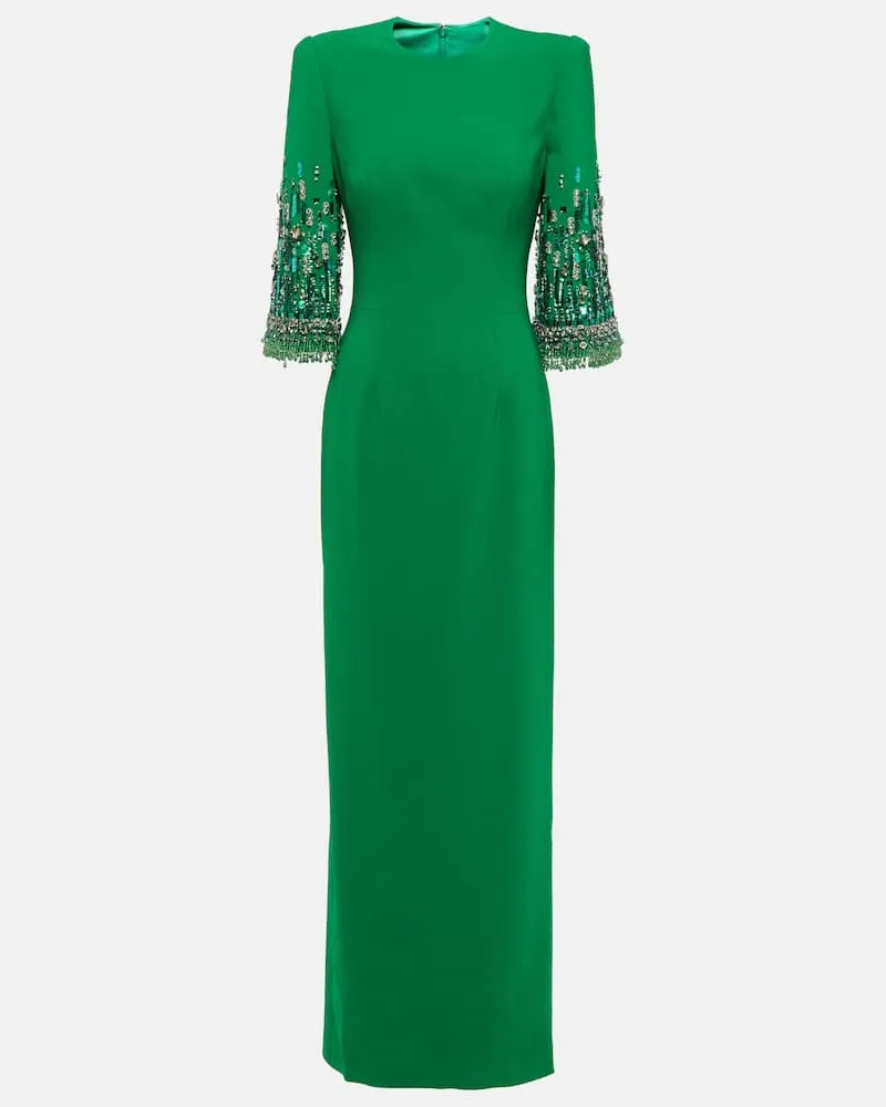 Jenny Packham Verzierte Robe Bergman aus Crêpe Grün