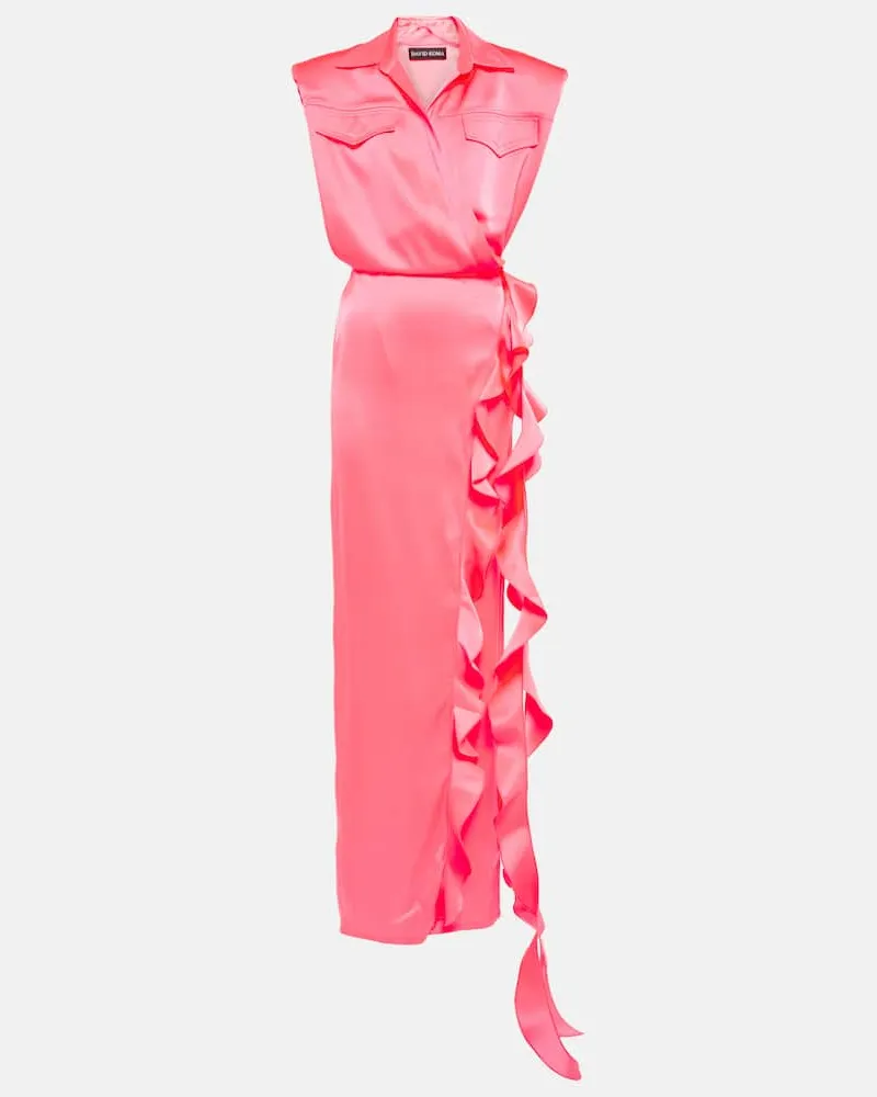 David Koma Wickelkleid aus Satin Rosa
