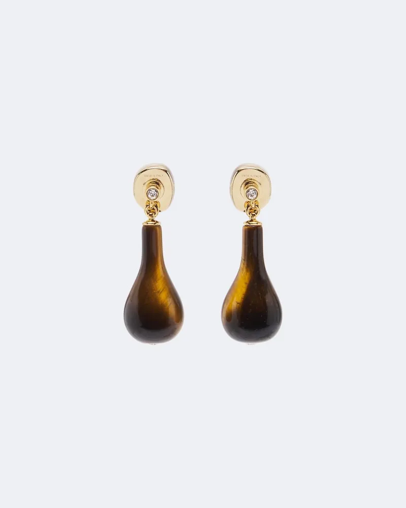 Totême Ohrringe Tiger's Eye mit Kristallen Braun