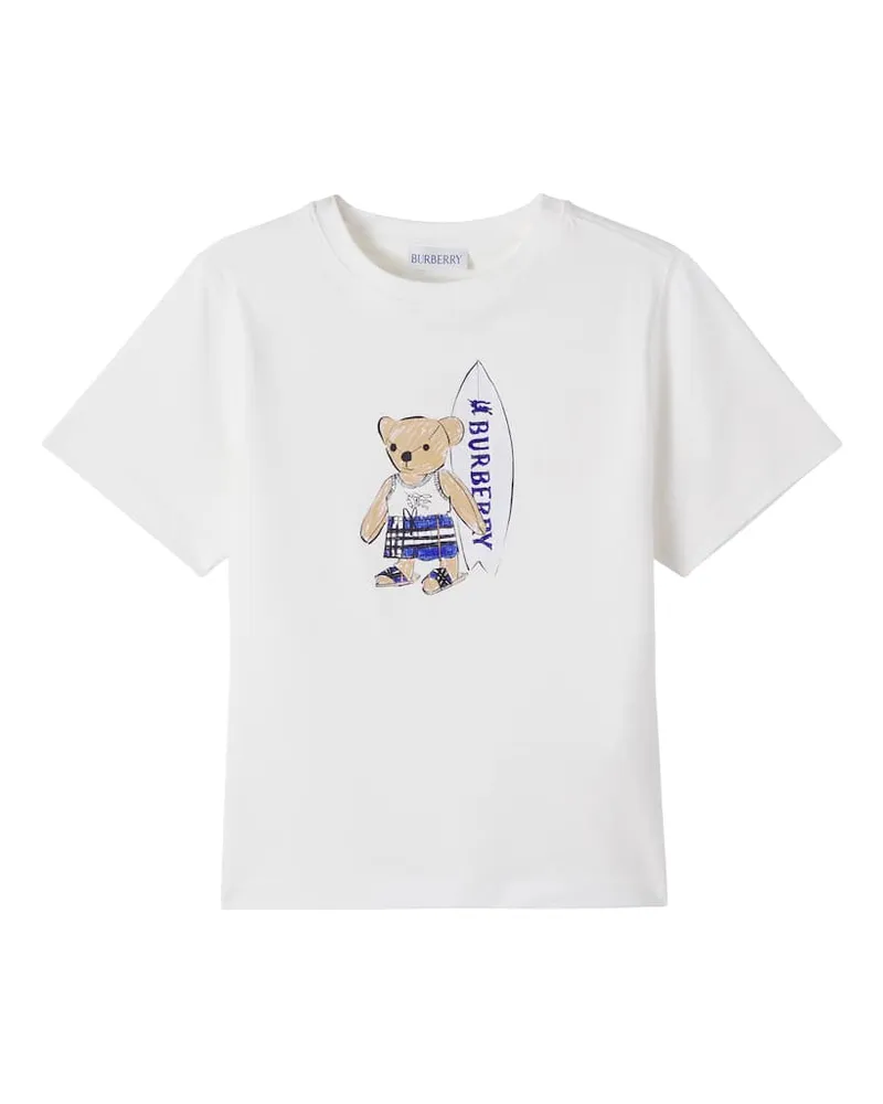 Burberry T-Shirt Thomas Bear aus Baumwoll-Jersey Weiß