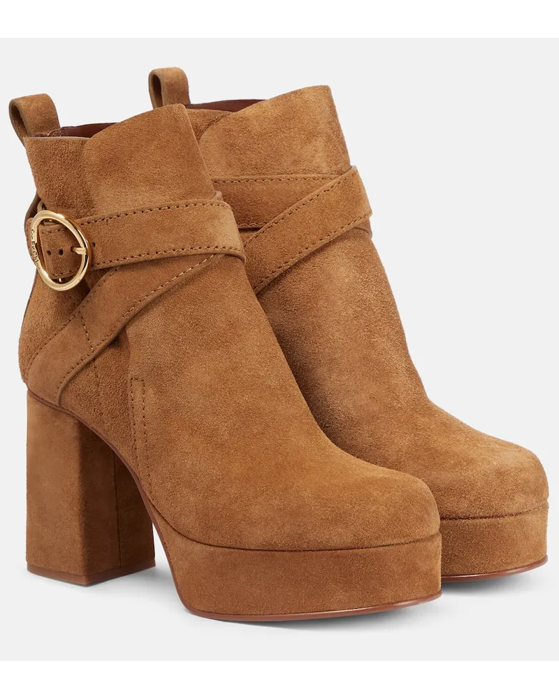 See by Chloé See By Chloe Ankle Boots Lyna aus Veloursleder Braun