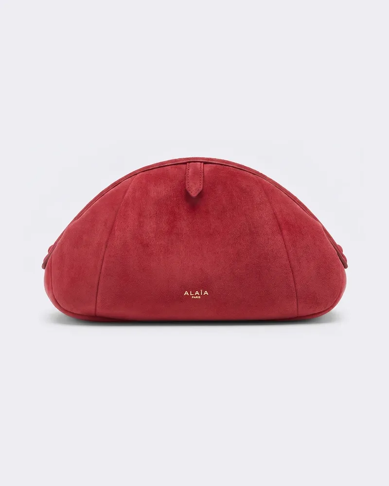 Alaïa Alaïa Clutch Purse Small aus Veloursleder Rot