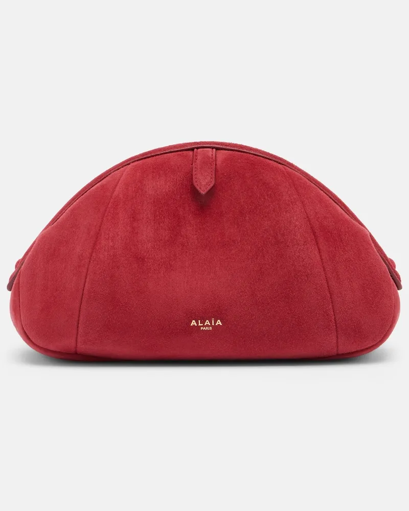 Alaïa Alaïa Clutch Purse Small aus Veloursleder Rot