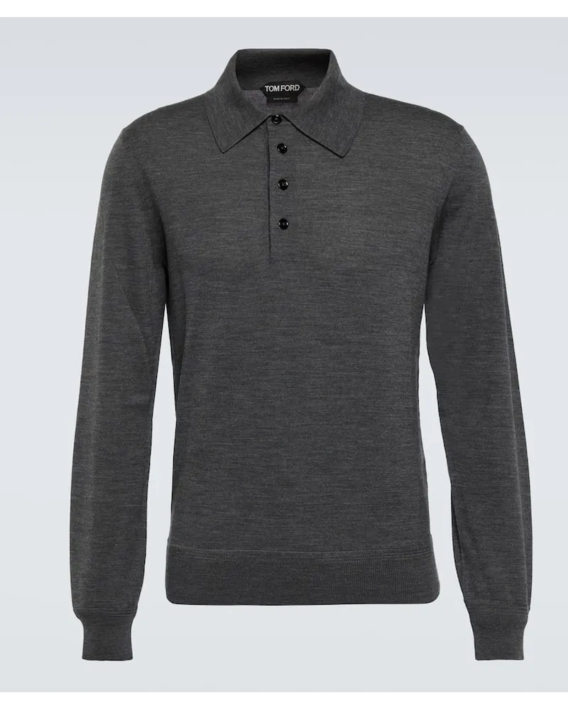 Tom Ford Polopullover aus Wolle Grau