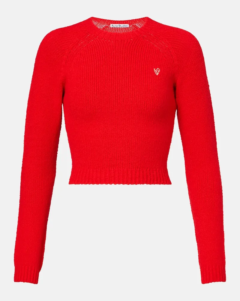 Acne Studios Cropped-Pullover aus einem Baumwollgemisch Rot