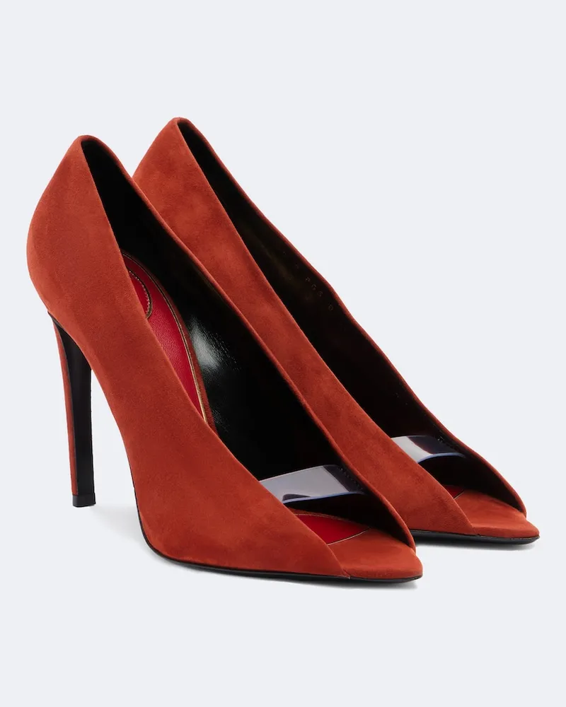 Valentino Garavani Peeptoe-Pumps Révélé aus Veloursleder Rot