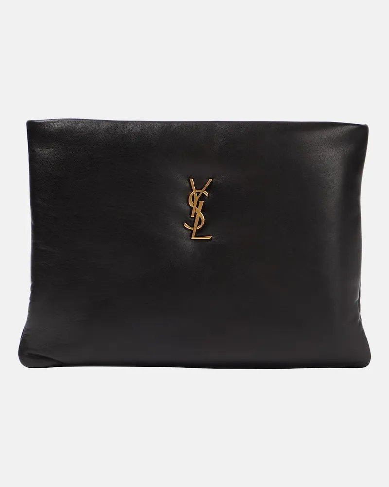 Saint Laurent Clutch Calypso Large aus Leder Schwarz